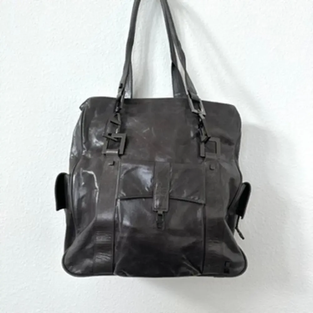 Helen Welsh Genuine Leather Shoulder‎ Bag - Pewter - Modern Classic Large Tote
